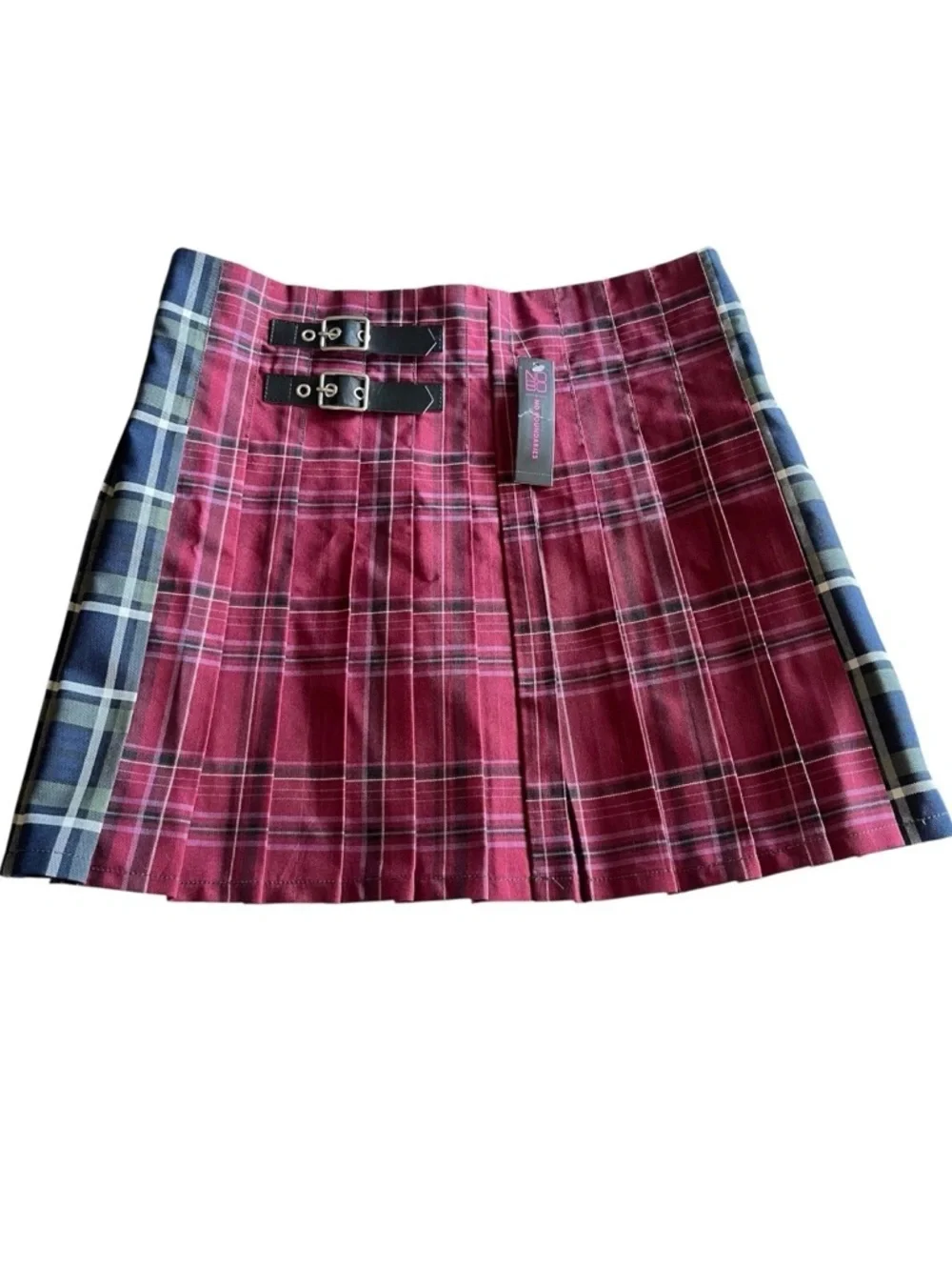 No Boundaries Skirt Kilt Size Large 11-13 Plaid Pleated Buckles Punk Juniors New